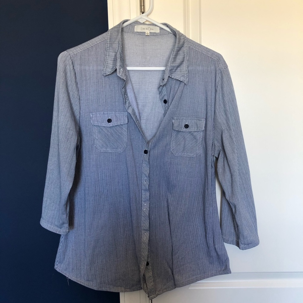 Blue striped button up shirt